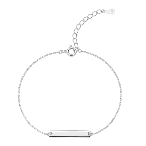 ByBirch børnearmbånd i sterlingsølv med blank plade 16–19 cm i klassisk design.